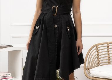 ΦΟΡΕΜΑ ΜΑΥΡΟ ΑΣΥΜΕΤΡΟ - HEATHER - fashionroom - 