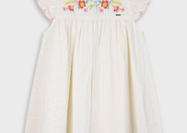 Φόρεμα με κέντημα για κορίτσι - Εκρού 15-225309-7 - energiers - 