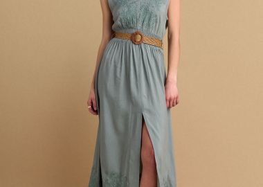 Φόρεμα με κέντημα και ζώνη - 5206634929563 -  - 