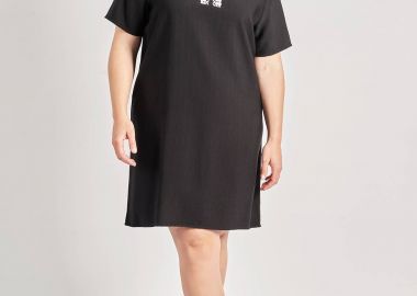 Φόρεμα με κροσέ στο V όψη λινό -  - 