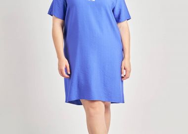 Φόρεμα με κροσέ στο V όψη λινό -  - 