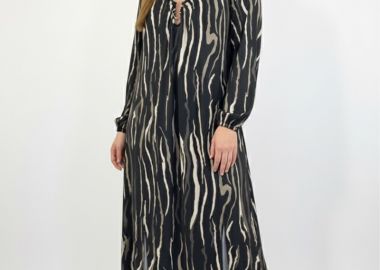 Φόρεμα με μεταλλική λεπτομέρεια σε ζέβρα χρώμα -  - 