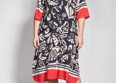 Φόρεμα με μοτίβο και χρωματική αντίθεση -  - 