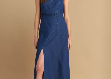 Φόρεμα με τιράντες εφέ denim - 5206634952226 -  - 