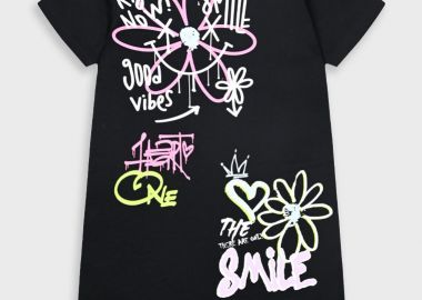 Φόρεμα με τύπωμα για κορίτσι - ΜΑΥΡΟ 16-225241-7 - 16-225241-7-6-etwn-mayro - energiers - 