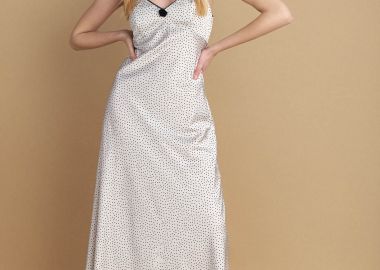 Φόρεμα midi σατέν πουά - 5206634956347 -  - 