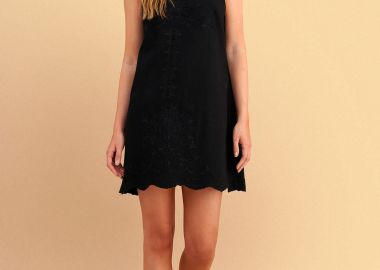 Φόρεμα μίνι αμάνικο με δαντέλα - 5206179091404 -  - 