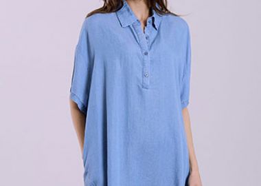 Φόρεμα μίνι ασύμμετρο με denim όψη SQ7948.8262+1 - Celestino - 