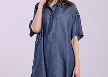 Φόρεμα μίνι ασύμμετρο με denim όψη SQ7948.8262+2 - Celestino - 