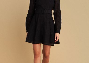 Φόρεμα μίνι δαντέλα με ζώνη - 5206634989727 -  - 