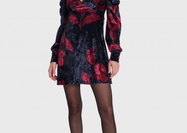 Φόρεμα μίνι φλοράλ βελούδινο - 5206179059619 -  - 