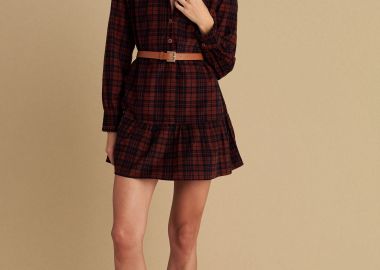 Φόρεμα μίνι καρό με ζώνη - 5206179044448 -  - 