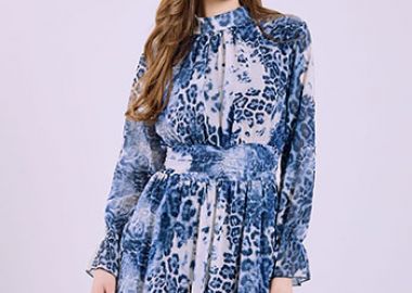 Φόρεμα μίνι λεοπάρ με βολάν SQ7594.8760+2 - Celestino - 