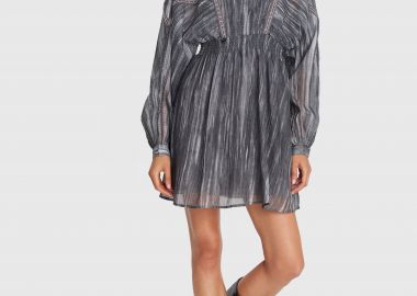 Φόρεμα μίνι μακρυμάνικο εμπριμέ - 5206634972767 -  - 