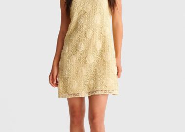 Φόρεμα μίνι με δαντέλα και 3D λουλούδια - 5206179082228 -  - 