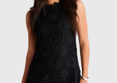 Φόρεμα μίνι με δαντέλα και 3D λουλούδια - 5206179082266 -  - 