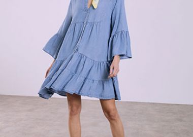 Φόρεμα μίνι με denim όψη SQ9844.8137+2 - Celestino - 