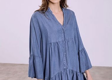 Φόρεμα μίνι με denim όψη SQ9844.8137+3 - Celestino - 