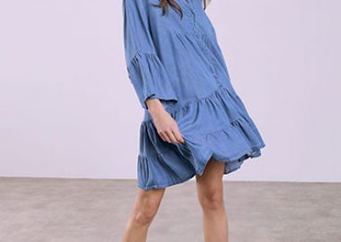 Φόρεμα μίνι με denim όψη SQ9844.8137+4 - Celestino - 