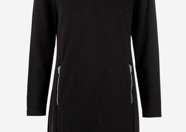 Φόρεμα mini ριπ με τσέπες σε μαύρο χρώμα -  - 