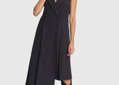 Φόρεμα μίντι αμάνικο ασύμμετρο - 5206634973085 -  - 