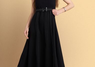 Φόρεμα μίντι αμάνικο με ζώνη - 5206179084567 -  - 