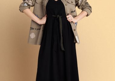 Φόρεμα μίντι αμάνικο με ζώνη - 5206179114653 -  - 