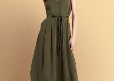 Φόρεμα μίντι αμάνικο με ζώνη - 5206179114721 -  - 