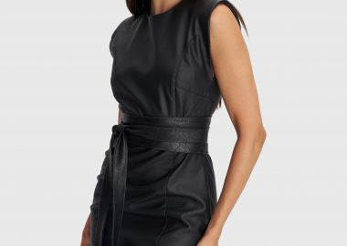 Φόρεμα μίντι δερματίνη - 5206634988645 -  - 