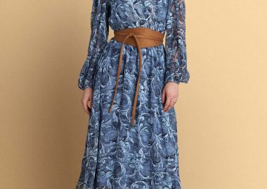 Φόρεμα μίντι φλοράλ με ζώνη - 5206179071239 -  - 