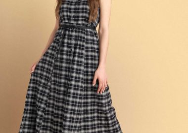 Φόρεμα μίντι καρό με ζώνη - 5206179102902 -  - 