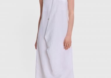 Φόρεμα μίντι λινό με σκίσιμο - 5206634948274 -  - 