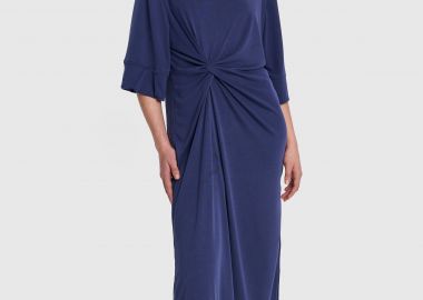 Φόρεμα μίντι με κόμπο μπροστά - 5206634987396 -  - 