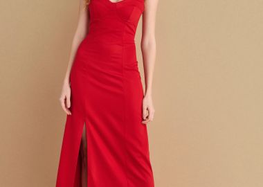 Φόρεμα μίντι με σκίσιμο - 5206634974457 -  - 