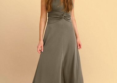 Φόρεμα μίντι με σκίσιμο μπροστά - 5206179093972 -  - 