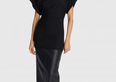 Φόρεμα μίντι με συνδυασμό υφασμάτων - 5206634973245 -  - 