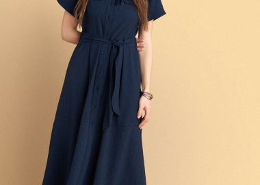 Φόρεμα μίντι με ζώνη - 5206179113069 -  - 