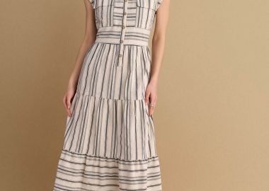 Φόρεμα μίντι ριγέ - 5206634914156 -  - 