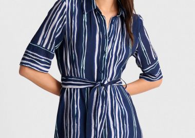 Φόρεμα μίντι ριγέ με ζώνη - 5206179132404 -  - 