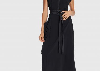 Φόρεμα μίντι σχεδιαστικό με ζώνη - 5206634973467 -  - 