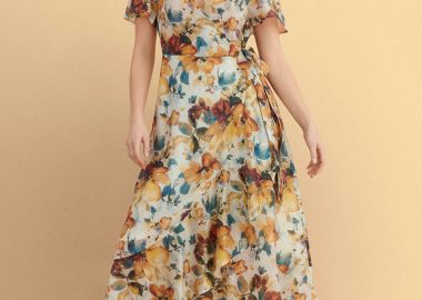 Φόρεμα μίντι wrap φλοράλ - 5206179080071 -  - 