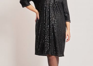 Φόρεμα παγιέτα με κουφόπιετα και γιακά -  - 