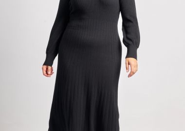 Φόρεμα πλεκτό ριπ με γιακά polo -  - 