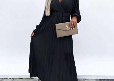 Φόρεμα Πλισέ Damian Μαύρο - Amelie's - 