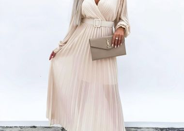 Φόρεμα Πλισέ Damian Μπεζ - Amelie's - 