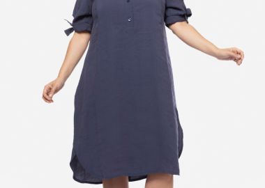 Φόρεμα που δένει στο μανίκι σε μπλε χρώμα -  - 