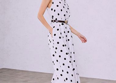 Φόρεμα πουά με πιέτες SQ9844.8557+1 - Celestino - 