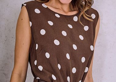 Φόρεμα πουά με πιέτες SQ9844.8557+2 - Celestino - 