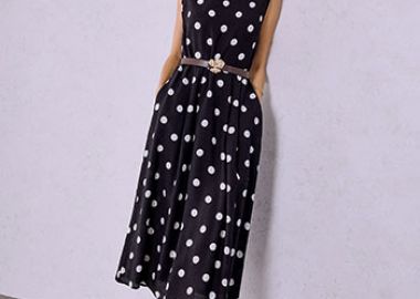 Φόρεμα πουά με πιέτες SQ9844.8557+3 - Celestino - 