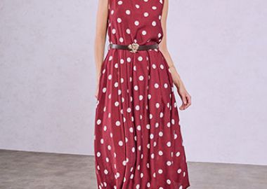 Φόρεμα πουά με πιέτες SQ9844.8557+4 - Celestino - 